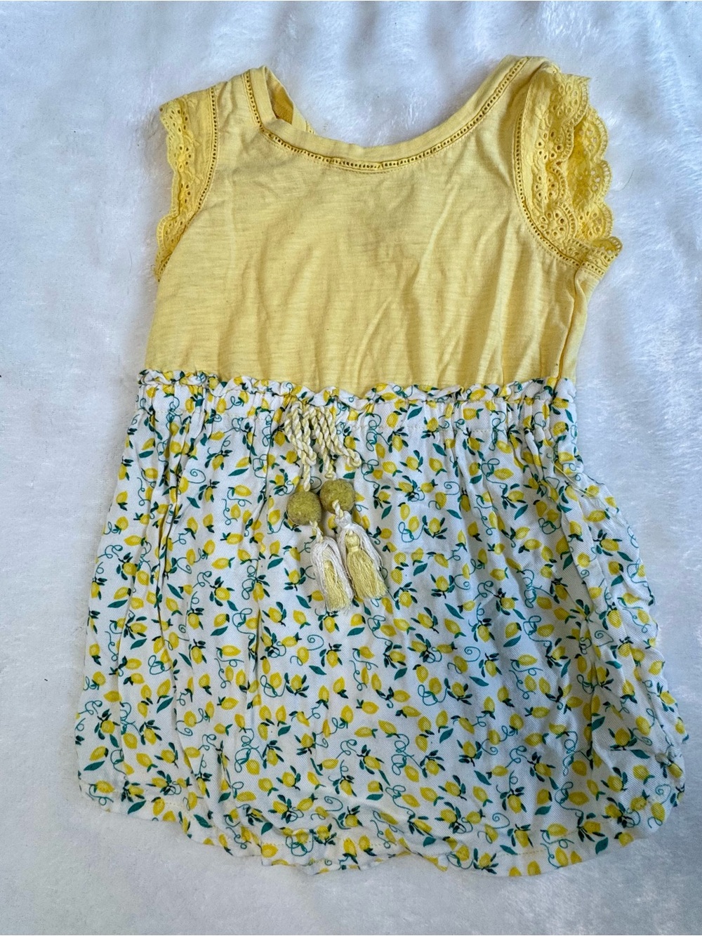 Jessica Simpson Yellow & White Lemon-Print Girls' Dress